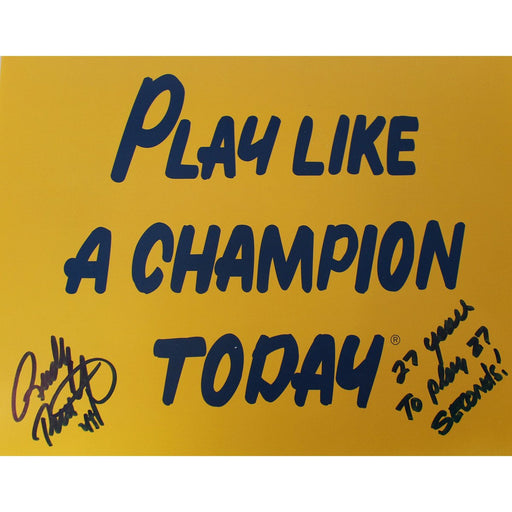 Rudy Ruettiger Signed Play Like a Champion Today 8x10 Photo w 27 Years To Play 27 Seconds insc