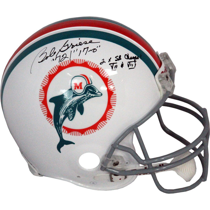 Bob Griese Signed Dolphins Proline Helmet w Inscriptions