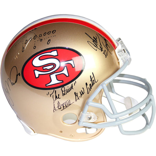 Joe Montana & John Taylor Dual Signed San Francisco 49ers Authentic Helmet w The Drive and TD Play Insc