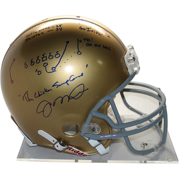 Joe MontanaKris Haines Signed Chicken Soup Game Helmet (LE of 79) (Montana Holo)