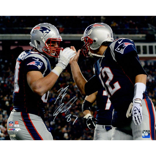 Rob Gronkowski Signed New England Patriots w Tom Brady 16x20 Photo