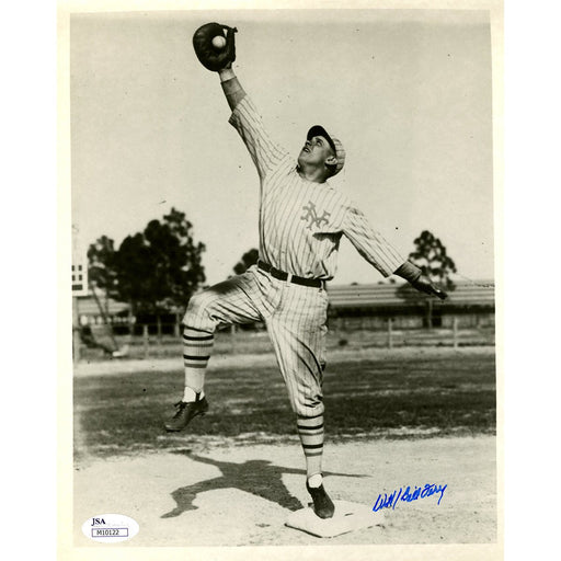 Bill Terry Fielding Air Ball Signed BW 8x10 Photo (JSA)