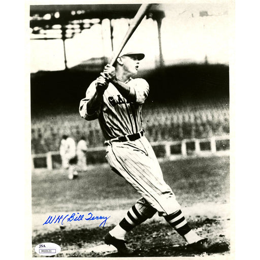 Bill Terry Follow Through swing Signed BW 8X10 Photo (JSA)