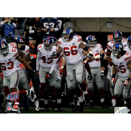 David Diehl Leading Giants onto the Field Before SB XLII 8x10 Photo