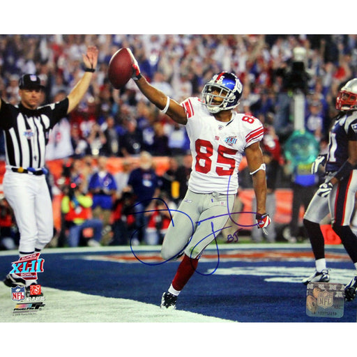 David Tyree Celebrating Super Bowl XLII Catch Against Patriots Signed 8x10 Photo