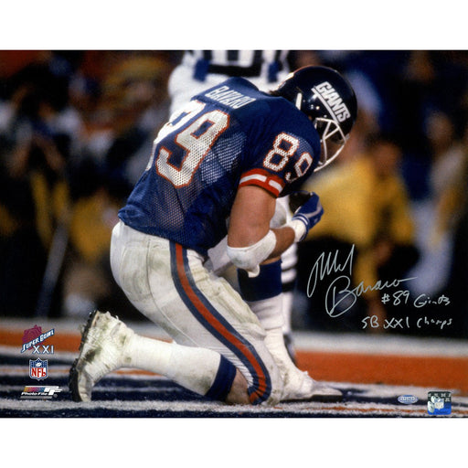 Mark Bavaro Signed Kneeling Horizontal 16x20 Photo w Giants SB XXI Champs insc