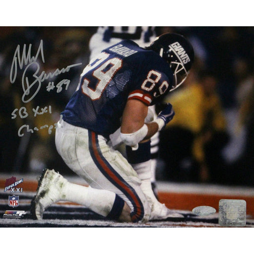 Mark Bavaro Signed Kneeling Horizontal 8x10 Photo w SB XXI Champs insc