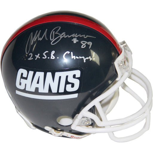 Mark Bavaro Signed New York Giants 1980s Mini Helmet w 2x SB Champs Insc.