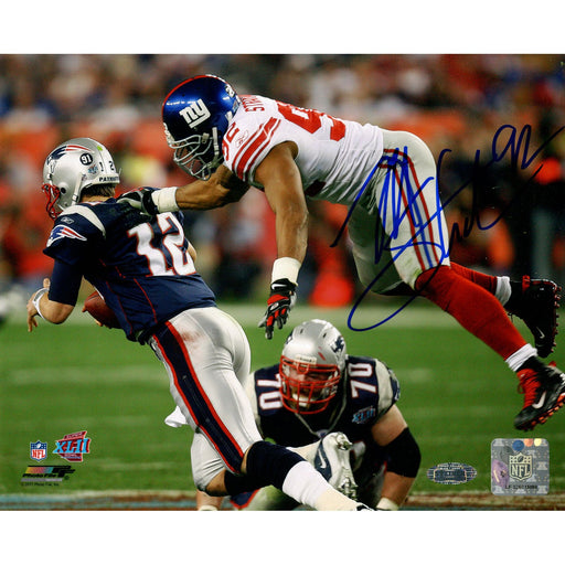 Michael Strahan Leap Sacking Brady 8x10 Photo