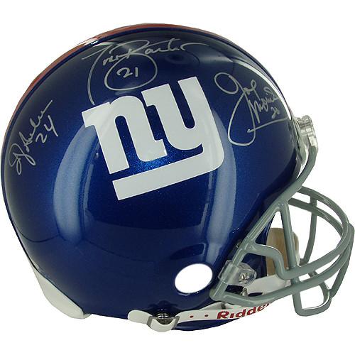 OJ Anderson Tiki Barber Joe Morris Triple Signed Giants Helmet