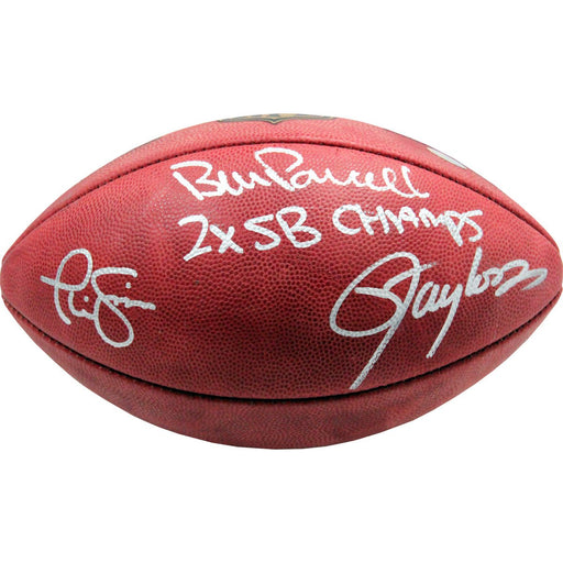 ParcellsTaylorSimms Triple Signed NFL Football w 2X SB Champs