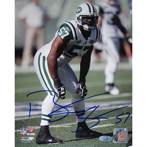 Bart Scott Hands on Knees Jets White Jersey Vertical 8x10 Photo