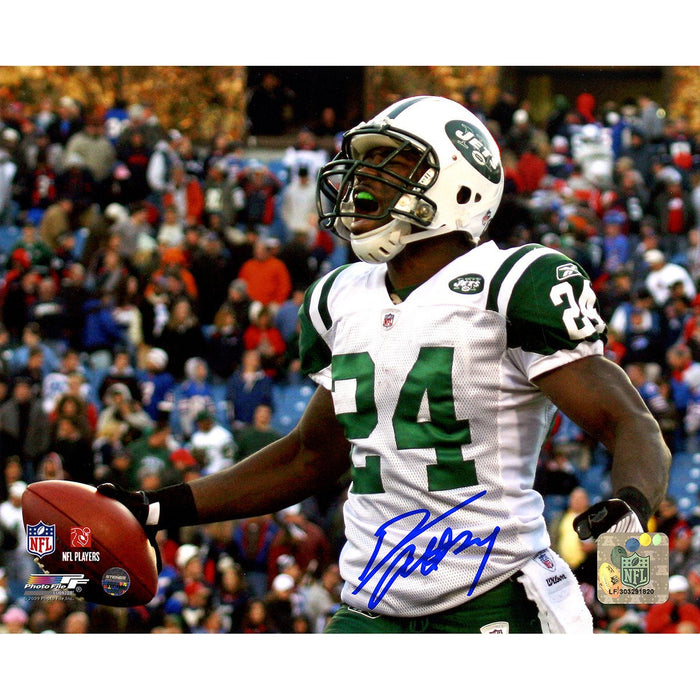 Darrelle Revis Signed Jets Interception Celebration Close Up 8x10 Photo