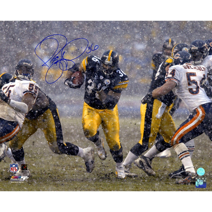 Jerome Bettis Pittsburgh Steelers Signed Rushing in Snow 16x20 Photo (AJ Sports Auth)