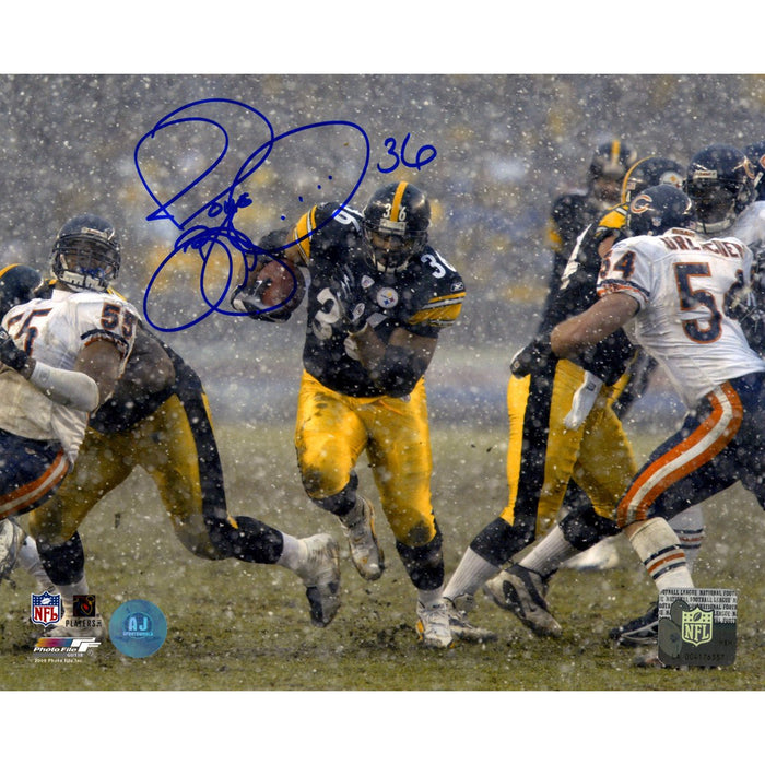 Jerome Bettis Pittsburgh Steelers Signed Rushing in Snow 8x10 Photo (AJ Sports Auth)