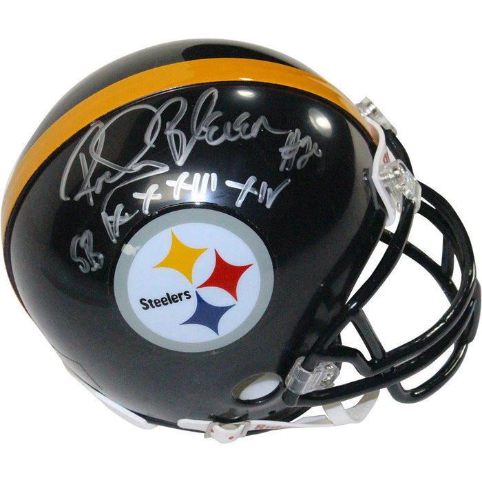 Rocky Bleier Signed Steelers Mini Helmet w SB IX X XIII XIV Champs Insc.