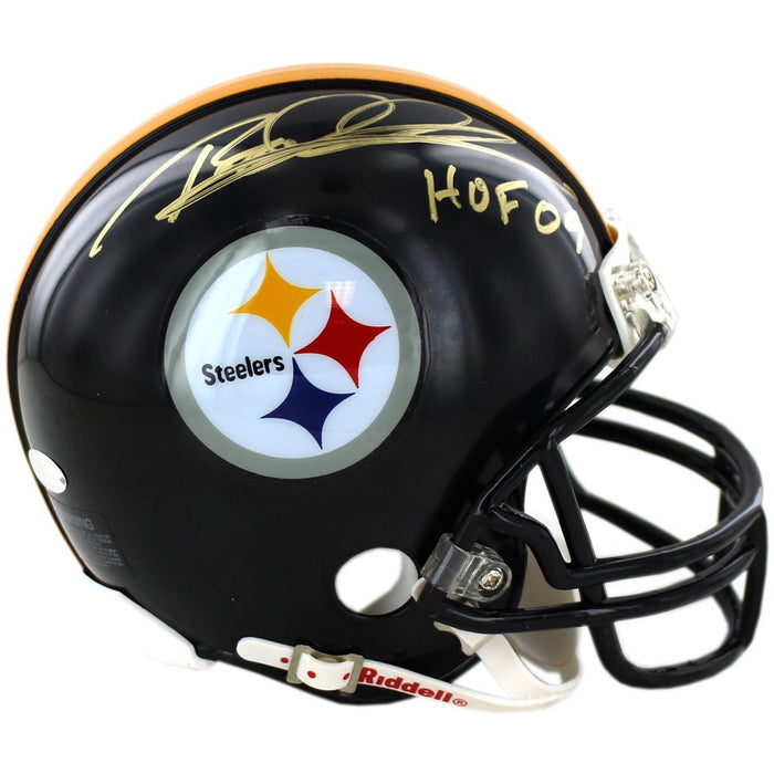 Rod Woodson Signed Pittsburgh Steelers Replica Mini Helmet wHOF 09Insc.