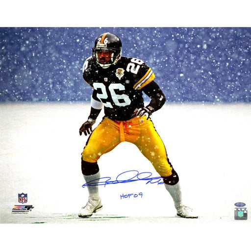 Rod Woodson Steelers Snow 16x20 Photo w HOF 09Insc.