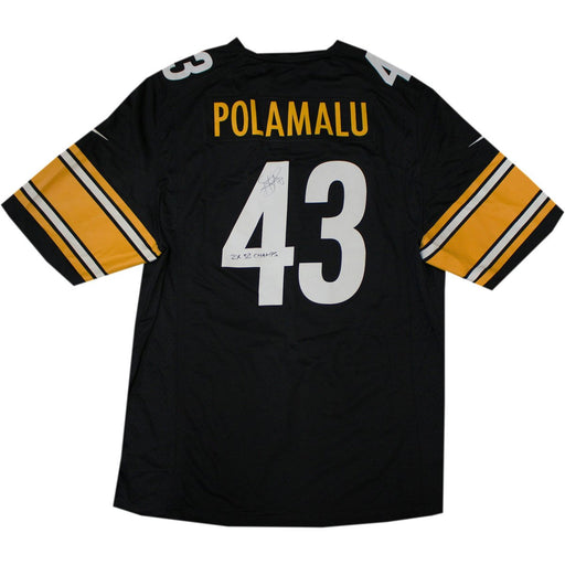 Troy Polamalu Signed Black Replica Steelers Jersey w 2x SB Champs insc