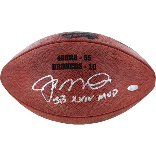 Joe Montana Signed Super Bowl XXIV Football w SB XXIV MVP insc. & final score Engraved