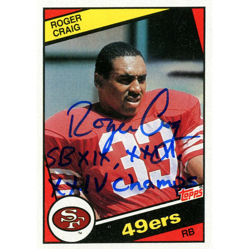 Roger Craig Rookie Card w SB XIX XXIII XXIV Champs insc