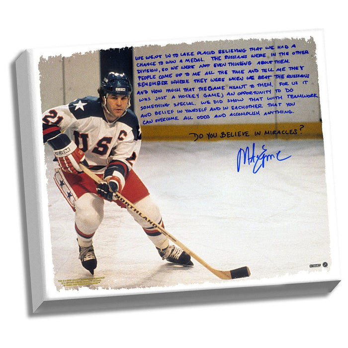 Mike Eruzione Facsimile Miracle Story Stretched 16x20 Story Canvas