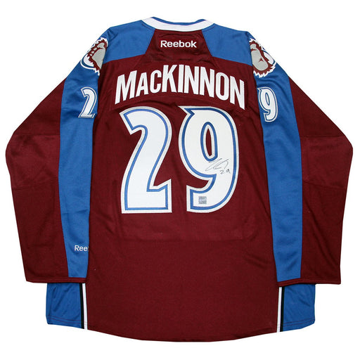 Nathan MacKinnon Signed Avalanche Maroon Premier Jersey (Frameworth Auth)