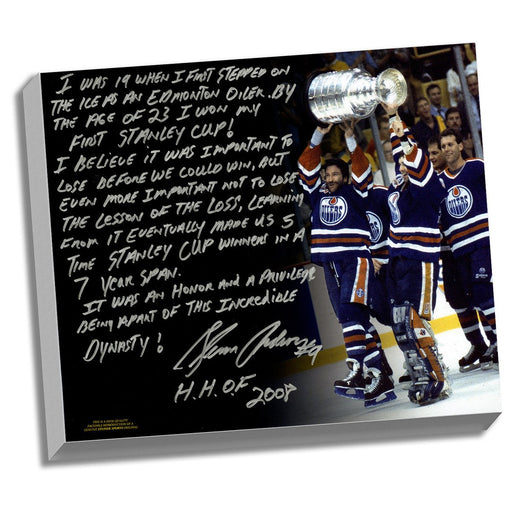 Glenn Anderson Facsimile Oilers Dynasty Stretched 22x26 Story Canvas