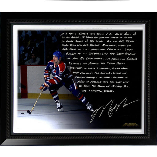 Mark Messier Facsimile Oilers Dynasty Story Stretched Framed 22x26 Story Canvas