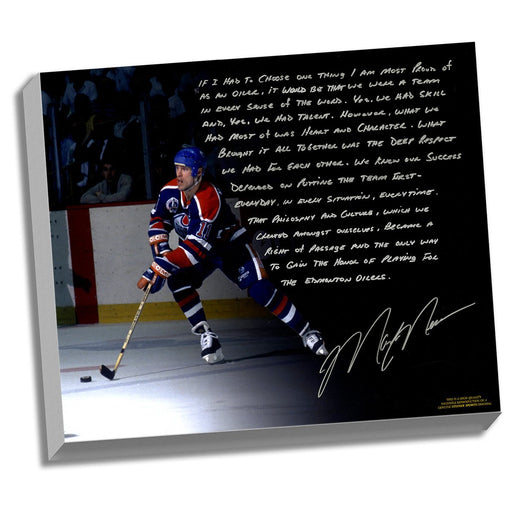 Mark Messier Facsimile Oilers Dynasty Stretched 22x26 Story Canvas