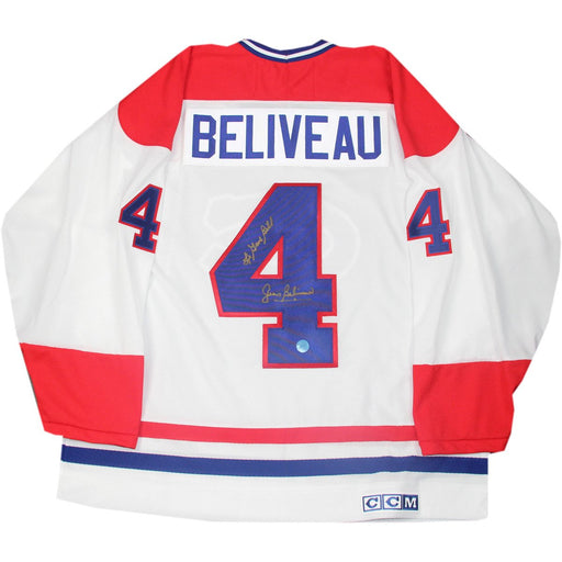 Jean Beliveau Montreal Canadiens Signed Retro CCM Jersey w Le Gros Bill (AJ Sports Auth)