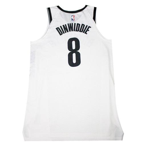 Spencer Dinwiddie Brooklyn Nets Game Used #8 White Jersey (3/23/18 @ Toronto Raptors)(BKNE00279)(48)