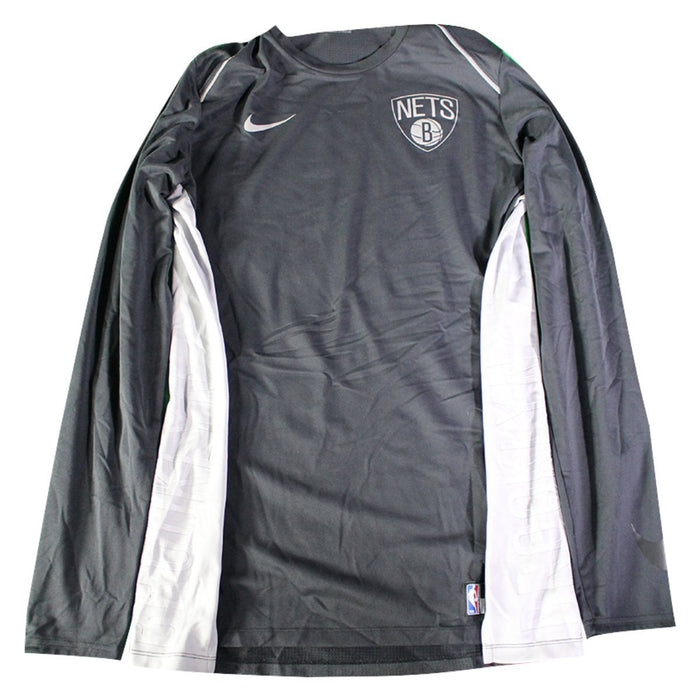 Tyler Zeller Brooklyn Nets Game Used #44 Long Sleeve Alternate Grey Shooting Shirt (XXLT)