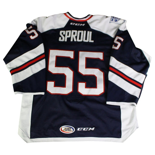 Ryan Sproul #55 Blue Hartford Wolfpack Game Used 2017-2018 Jersey (Size 56)