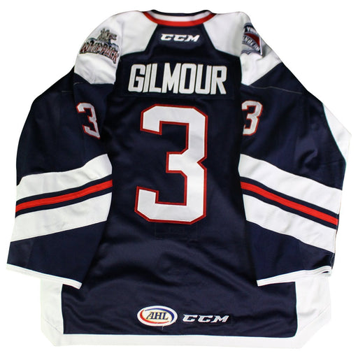 John Gilmour #3 Blue Hartford Wolfpack Game Used 2017-2018 Jersey (Size 54)