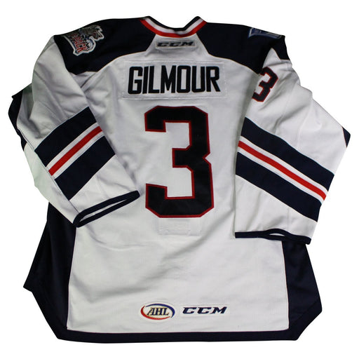 John Gilmour #3 White Hartford Wolfpack Game Used 2017-2018 Jersey (Size 54)