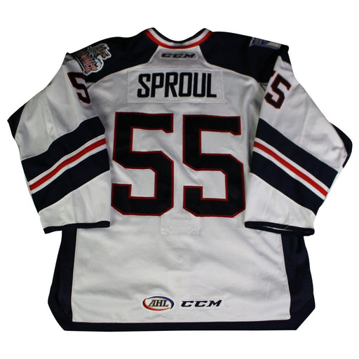 Ryan Sproul #55 White Hartford Wolfpack Game Used 2017-2018 Jersey (Size 56)