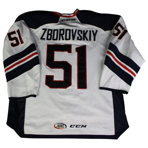 Sergey Zborovskiy #51 White Hartford Wolfpack Game Used 2017-2018 Jersey (Size 58)