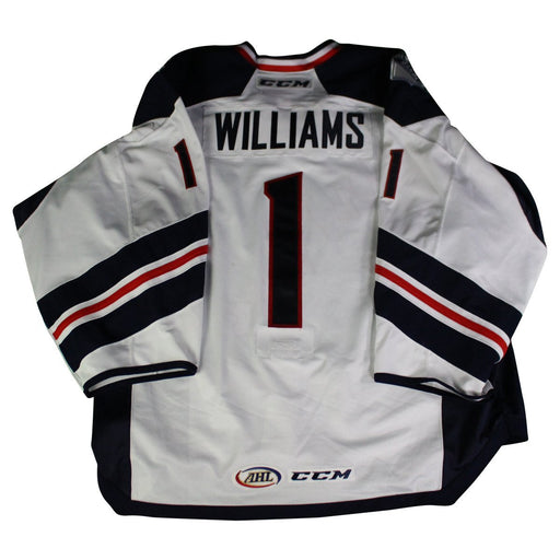 Charles Williams #1 White Hartford Wolfpack Game Used 2017-2018 Jersey (Size 58)