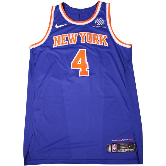 Isaiah Hicks New York Knicks Game Used #4 Blue  Jersey (2/11/2018 @ Indiana Pacers)(NYKE00620)(52)