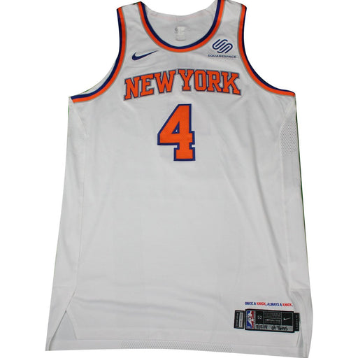 Isaiah Hicks New York Knicks Game Used #4 White  Jersey (2/12/2018 @ Philadelphia 76ers)(NYKE00222)(52)