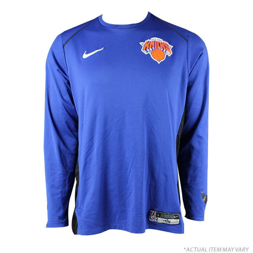 Damyean Dotson New York Knicks Game Used #21  Blue Long Sleeve Shooting Shirt (L)