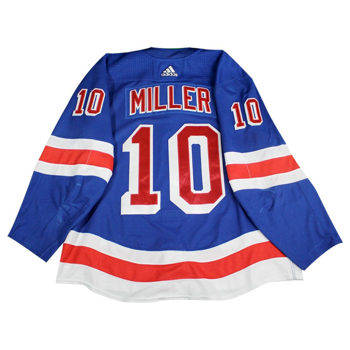 J.T. Miller New York Rangers 2017-2018 Game Used #10 Set 2  Blue Jersey w/ 100th Anniversary Patch (removed) worn 11/24/17-2/18/18) Size 58