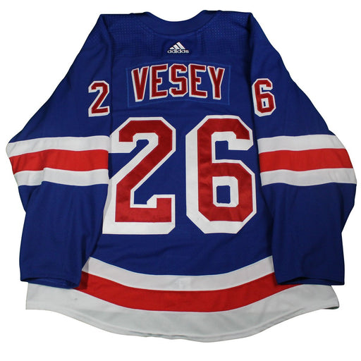 Jimmy Vesey # 26 New York Rangers 2017-2018 Game Used  Set 3  Blue Jersey (2/23/18-3/26/18)(First Career Hat Trick)