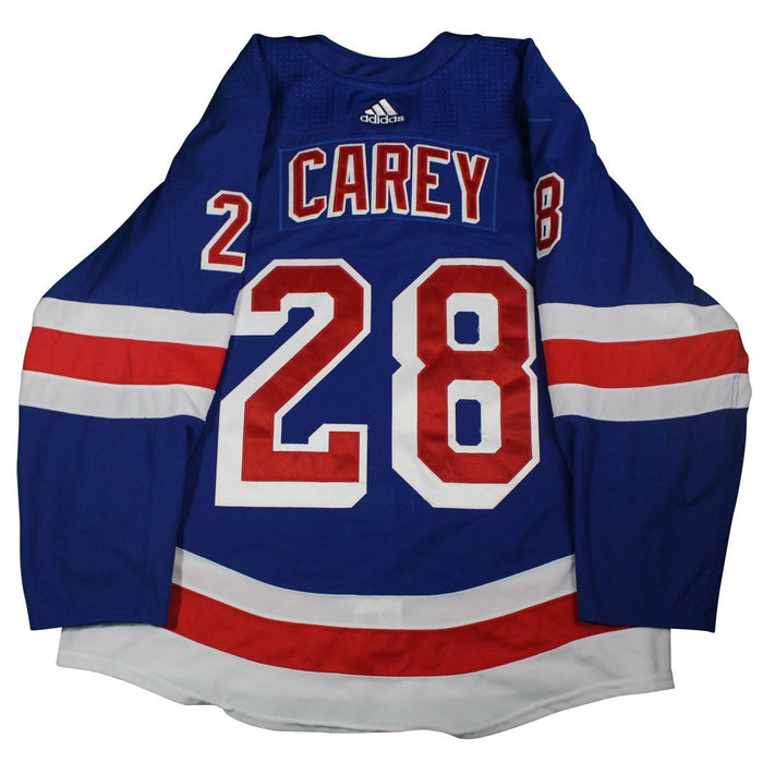 Paul Carey #28 New York Rangers 2017-2018 Game Used  Set 3  Blue Jersey (2/23/18-3/26/18)