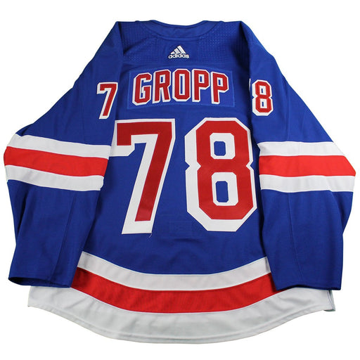 Ryan Gropp New York Rangers 2017-2018 Pre-Season Game Used #78 Blue Jersey (Size 56)