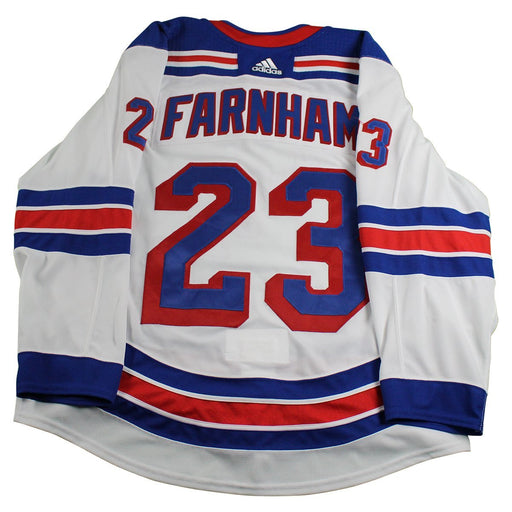 Bobby Farnham New York Rangers 2017-2018 Pre-Season Game Used #23 White Jersey (Size 56)