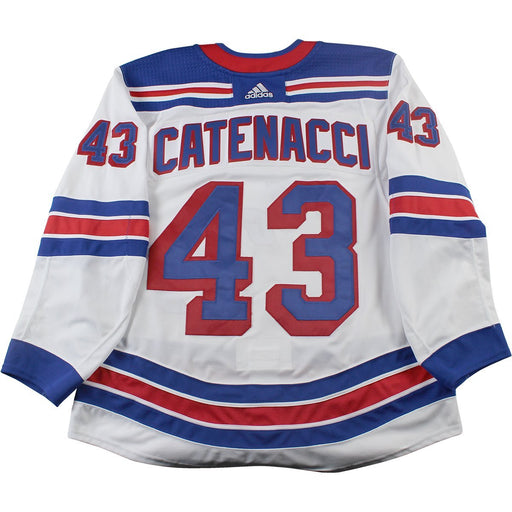 Daniel Catenacci New York Rangers 2017-2018 Pre-Season Game Used #43 White Jersey (Size 56)