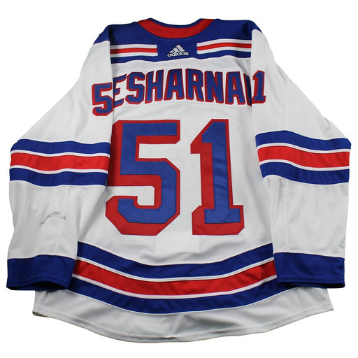 David Desharnais New York Rangers 2017-2018 Pre-Season Game Used #51 White Jersey (Size 52)