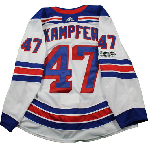 Steven Kampfer  New York Rangers 2017-2018 Game Used #47 Set 1 White Jersey w/ 100th Anniversary Patch (10/7/2017 - 11/22/2017)